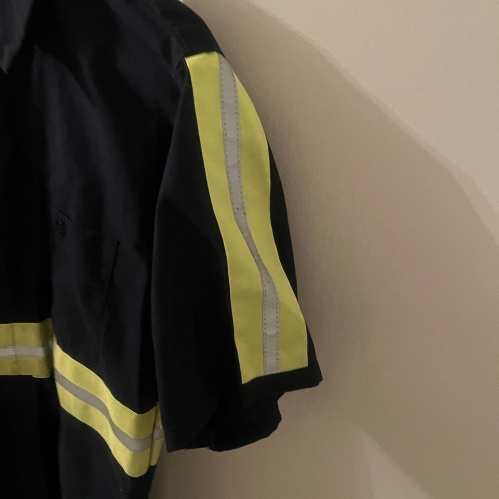 Large Men's Blue and Yellow Reflective Shirt - Picture 3 of 8